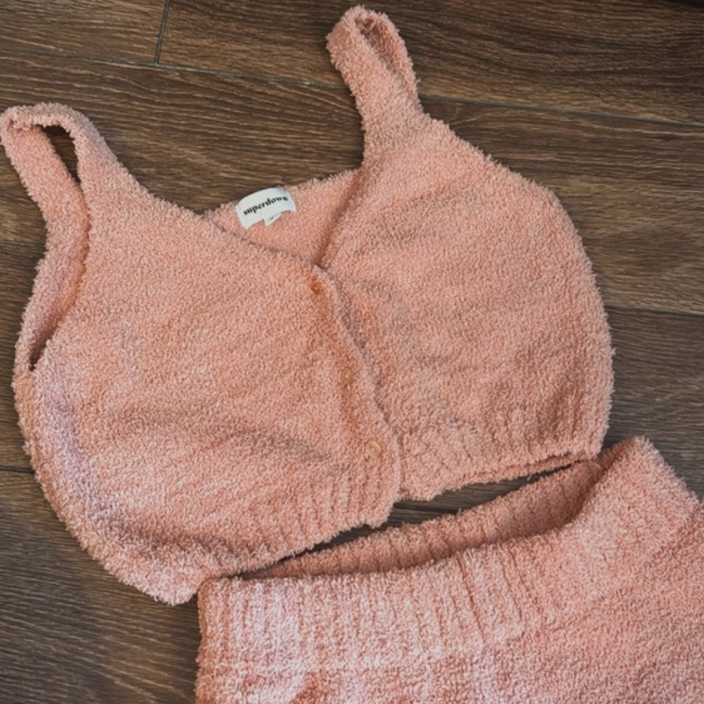 Superdown Mischa Chenille Knit Button Front Crop … - image 2